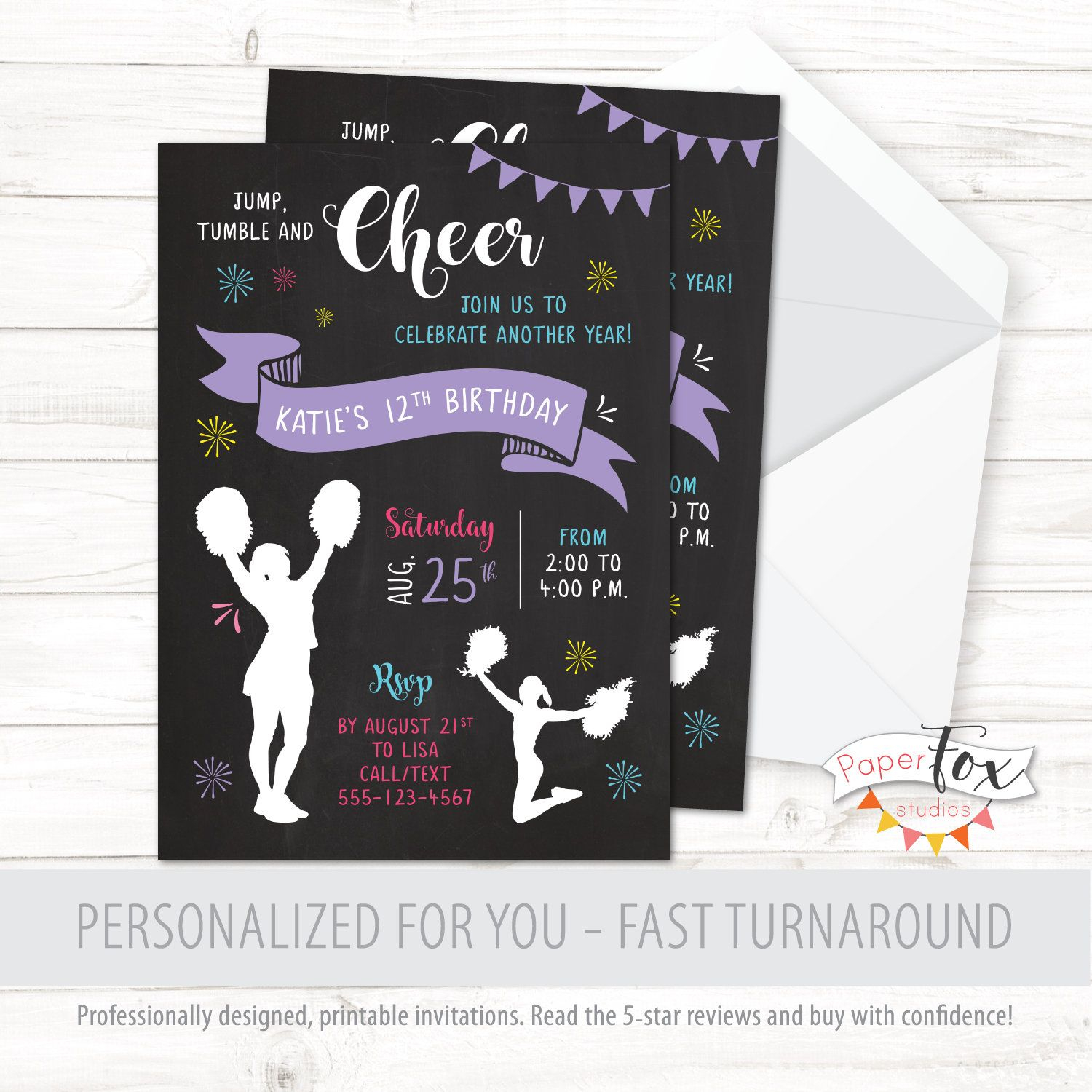 Cheer Birthday Invitation Cheerleader Invitation Cheer Party 