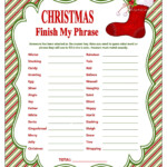 Christmas Finish My Phrase Printable Christmas Party Game Holiday