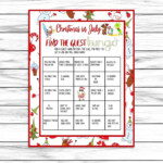 Christmas In July Find The Guest Bingo Ice Breaker Party Game For