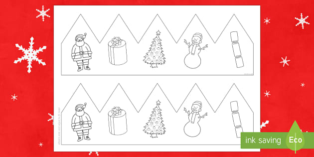 Christmas Pictures Party Hat Template Activity Twinkl