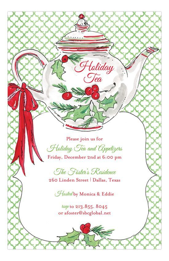 Christmas Tea Invitation Christmas Tea Party Holidays Tea Winter 