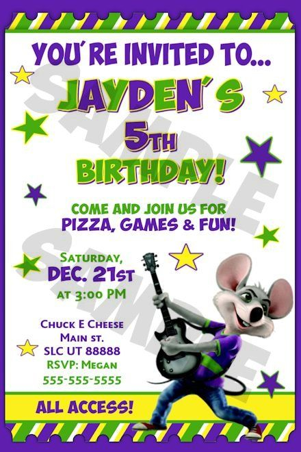 Chuck E Cheese Birthday Invitations Chuck E Cheese Birthday Chuck E 