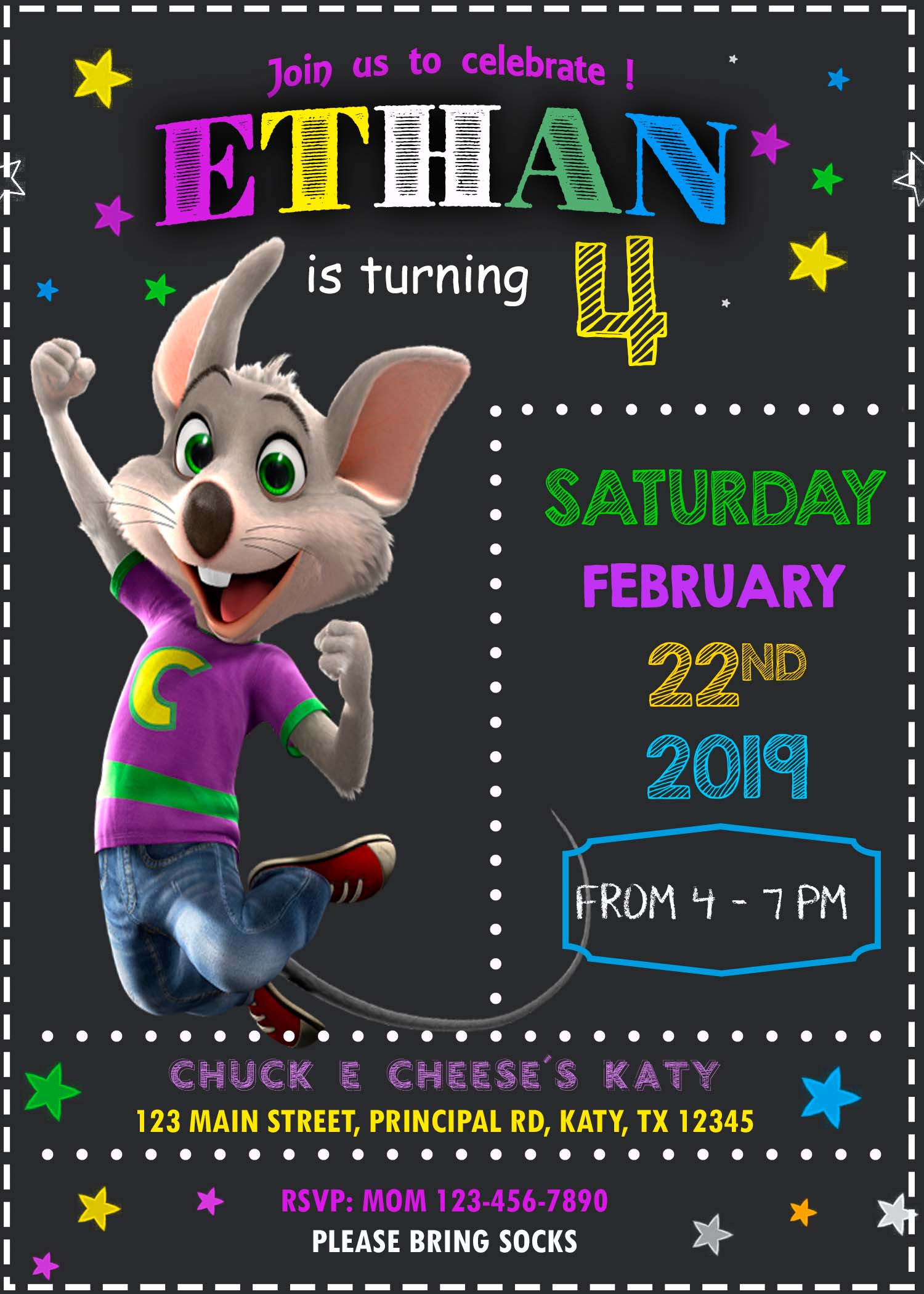 Chuck E Cheese Printable Invitations