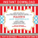 Circus Birthday Party Invitation Printable Carnival Party Etsy UK