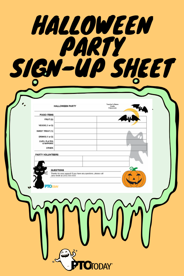 Classroom Party Sign Up Sheet Halloween Classroom Party Party Signs 