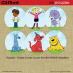 Clifford Birthday Sticker Cupcake Party Circles Big Red Dog Etsy