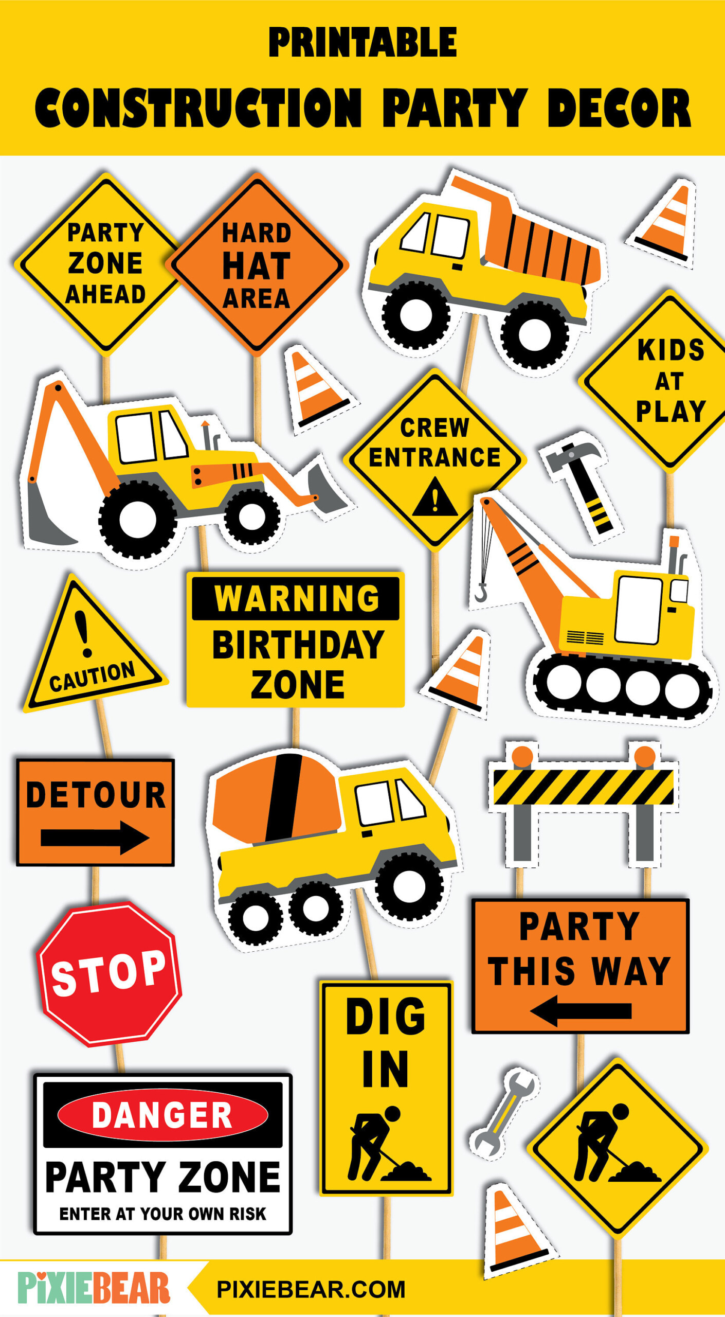 Construction Birthday Decoration Printable Construction Party Etsy