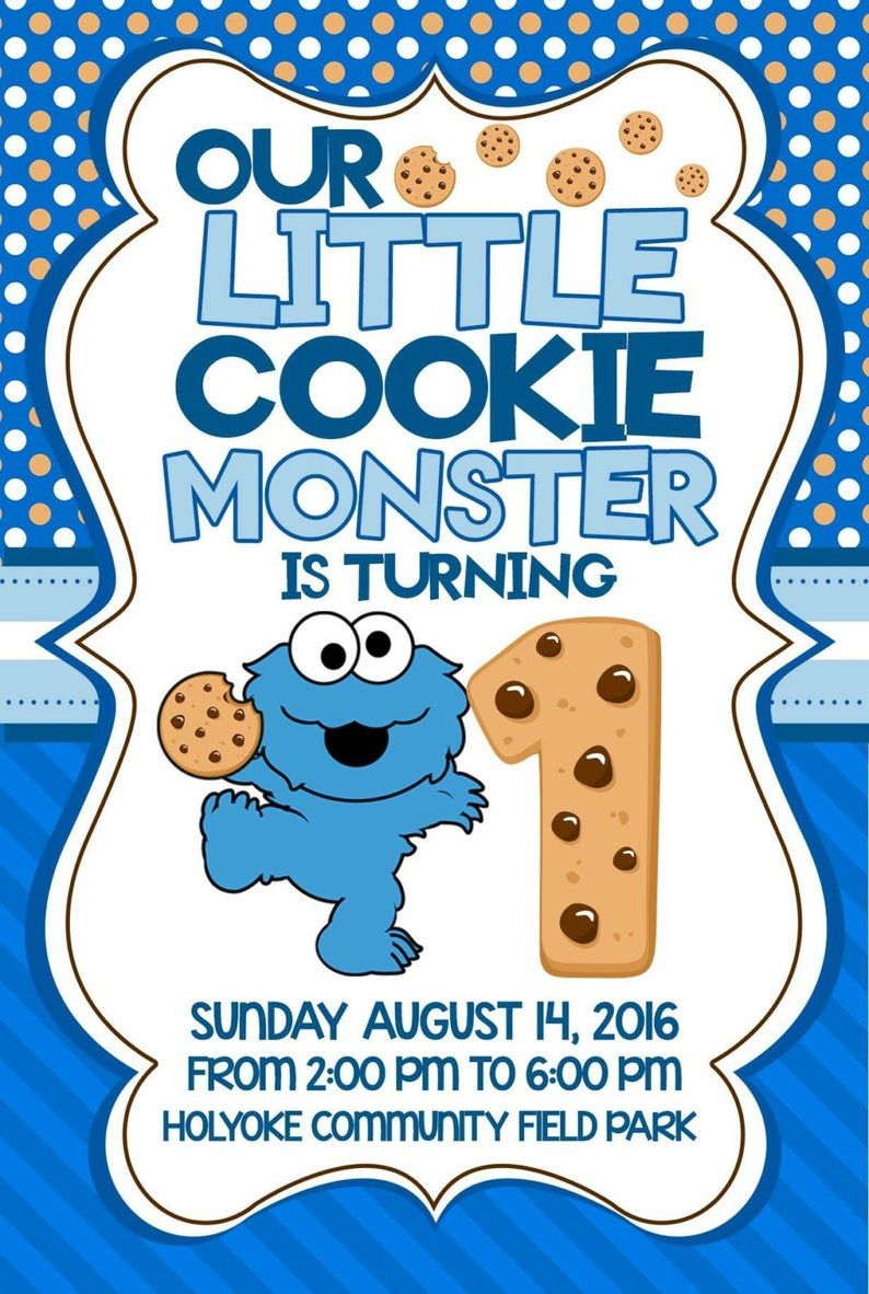 Cookie Monster Birthday Invitations In 2020 Monster Birthday 