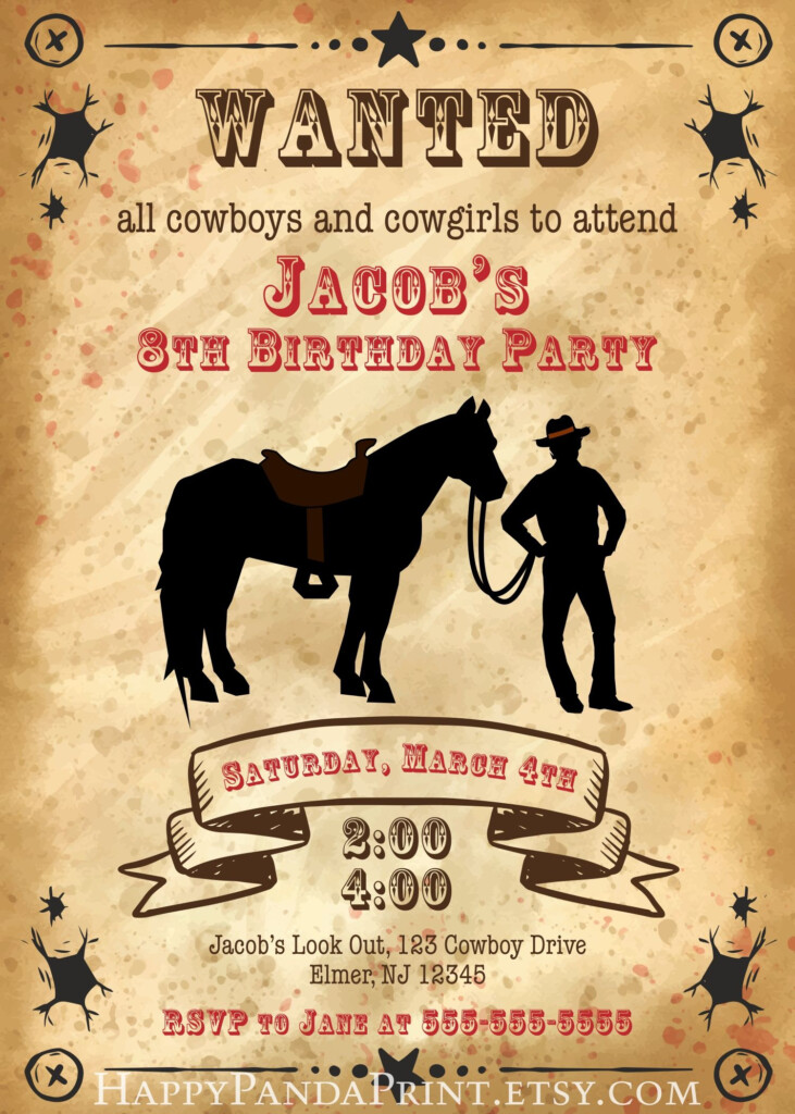 Cowboy Invitation Cowboy Birthday Invitation Cowboy Party Etsy 