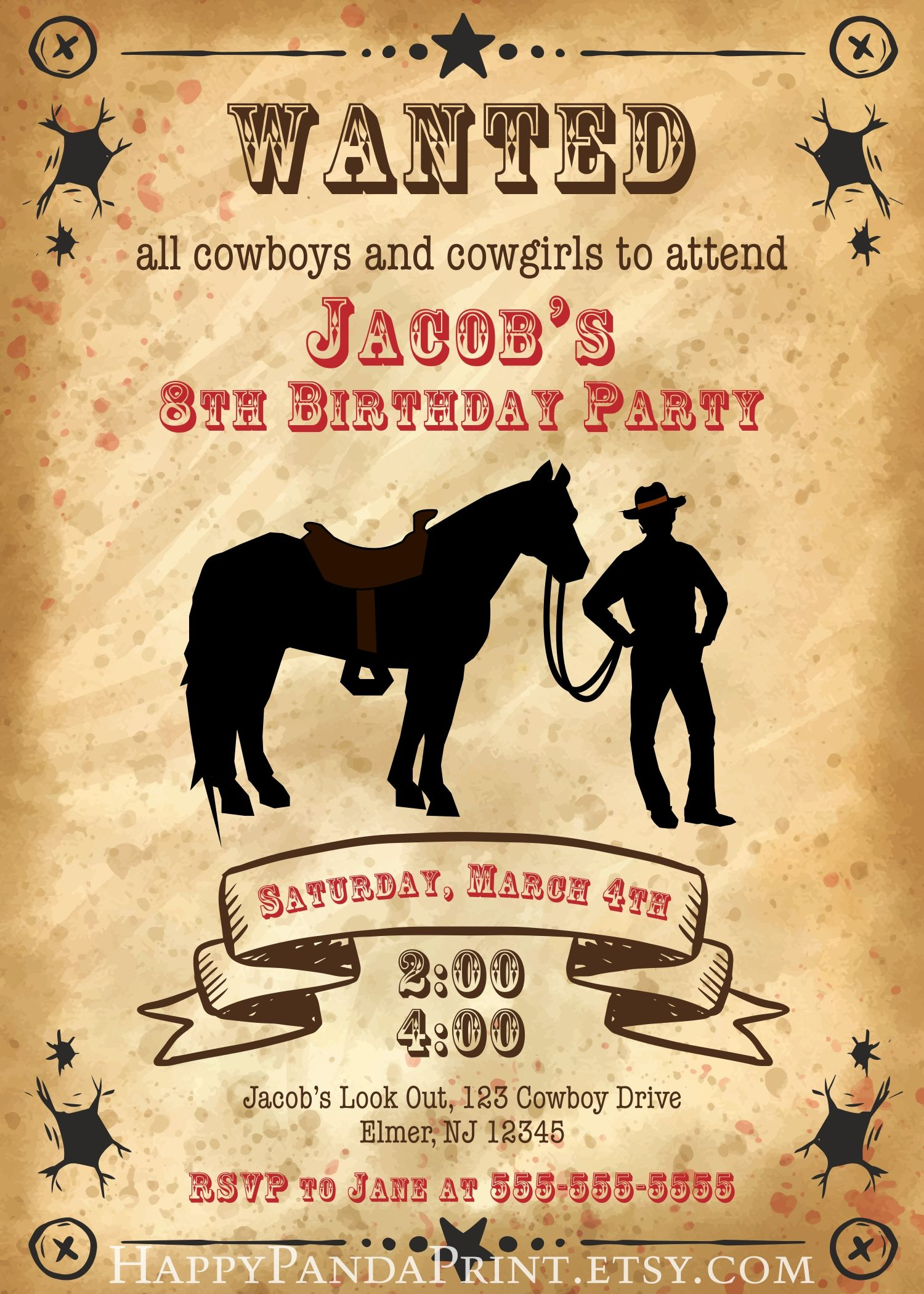 Cowboy Invitation Cowboy Birthday Invitation Cowboy Party Etsy