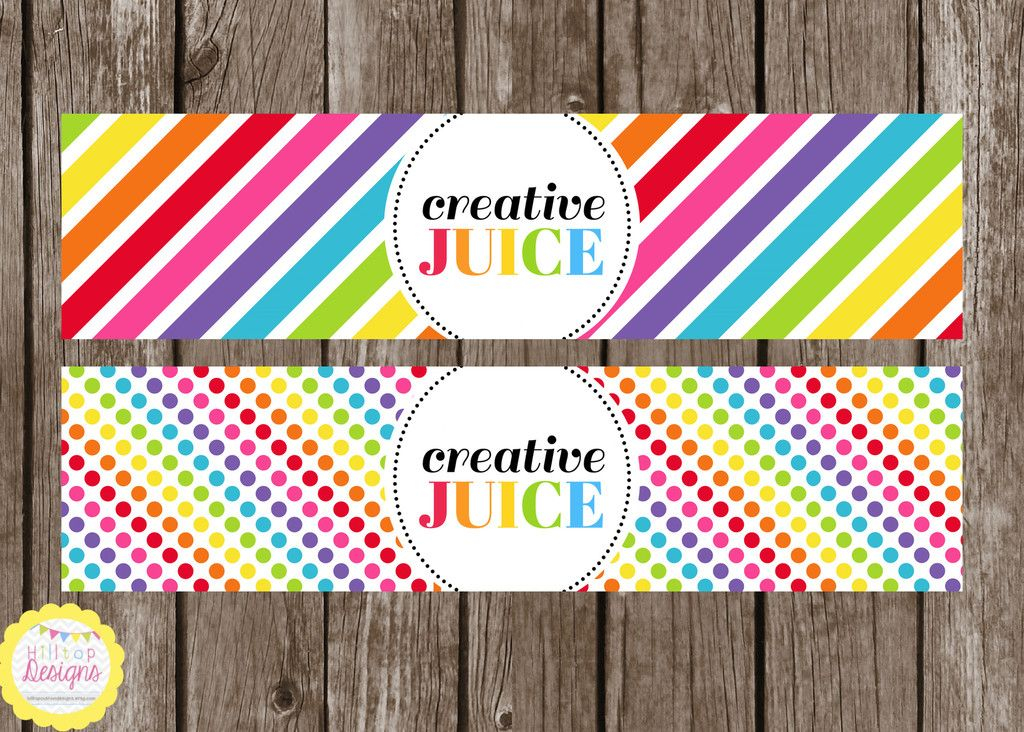Creative Juice Rainbow Drink Labels Party Labels Printable Party 