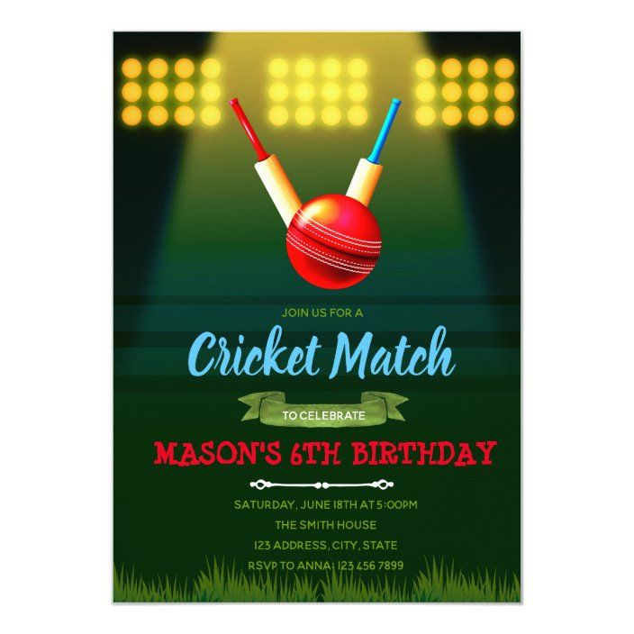 Cricket Theme Party Invitation Zazzle In 2021 Party Invitations 