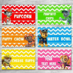 CUSTOMIZED Paw Patrol Food Labels Paw Patrol Food Tents Paw Patrol