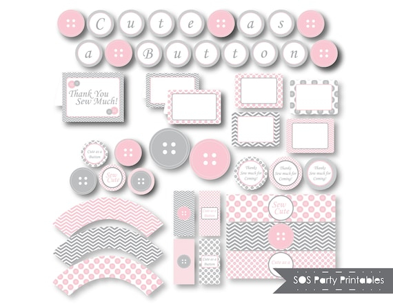 Cute As A Button Party Printables Button Birthday Party Button Baby 