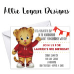 Daniel Tiger Watercolor Custom Invitaitons Allie Logan Designs