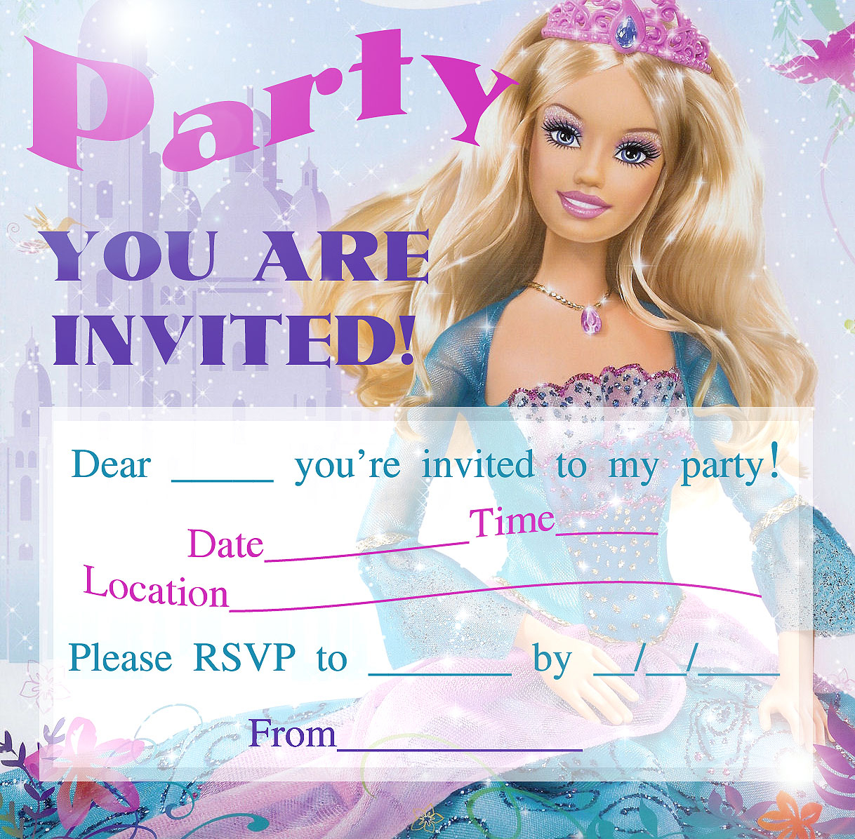 Debbie s Delights Freebie Barbie Invitations