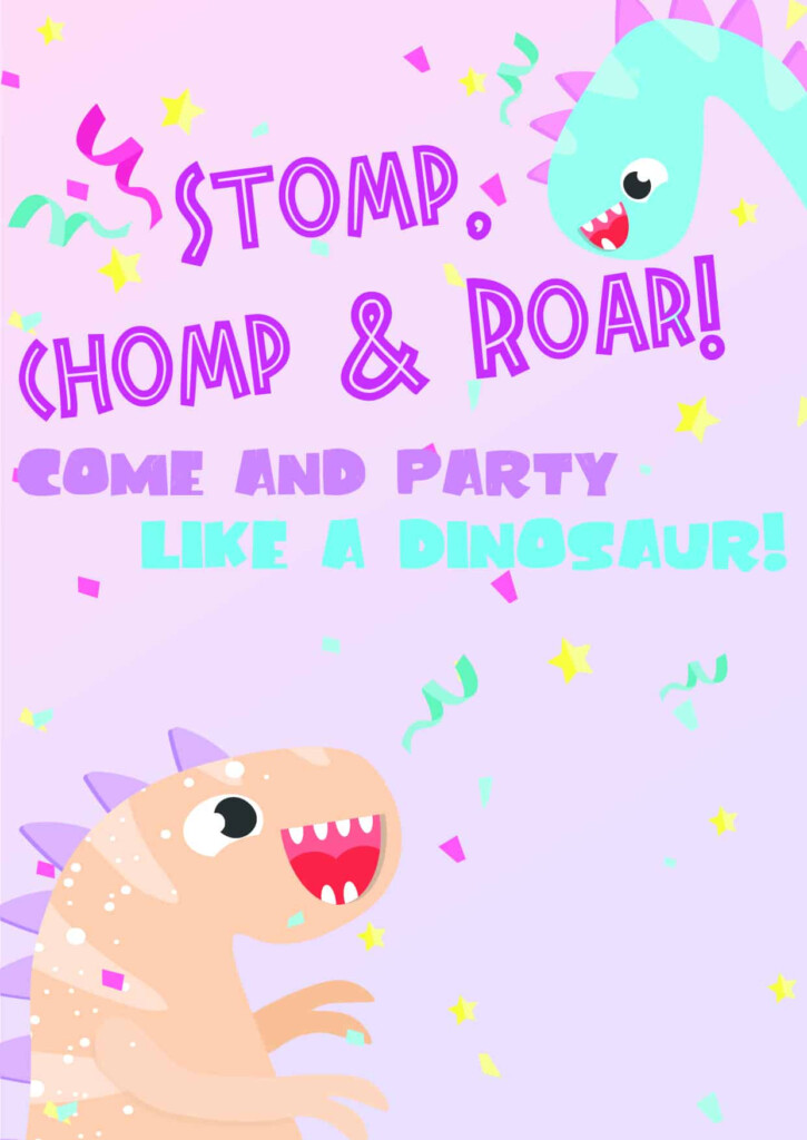 Dinosaur Birthday Invitations Free Printable Party With Unicorns