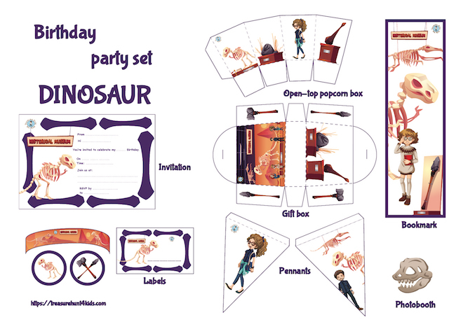 Dinosaur Birthday Party Printables For Kids Treasure Hunt 4 Kids