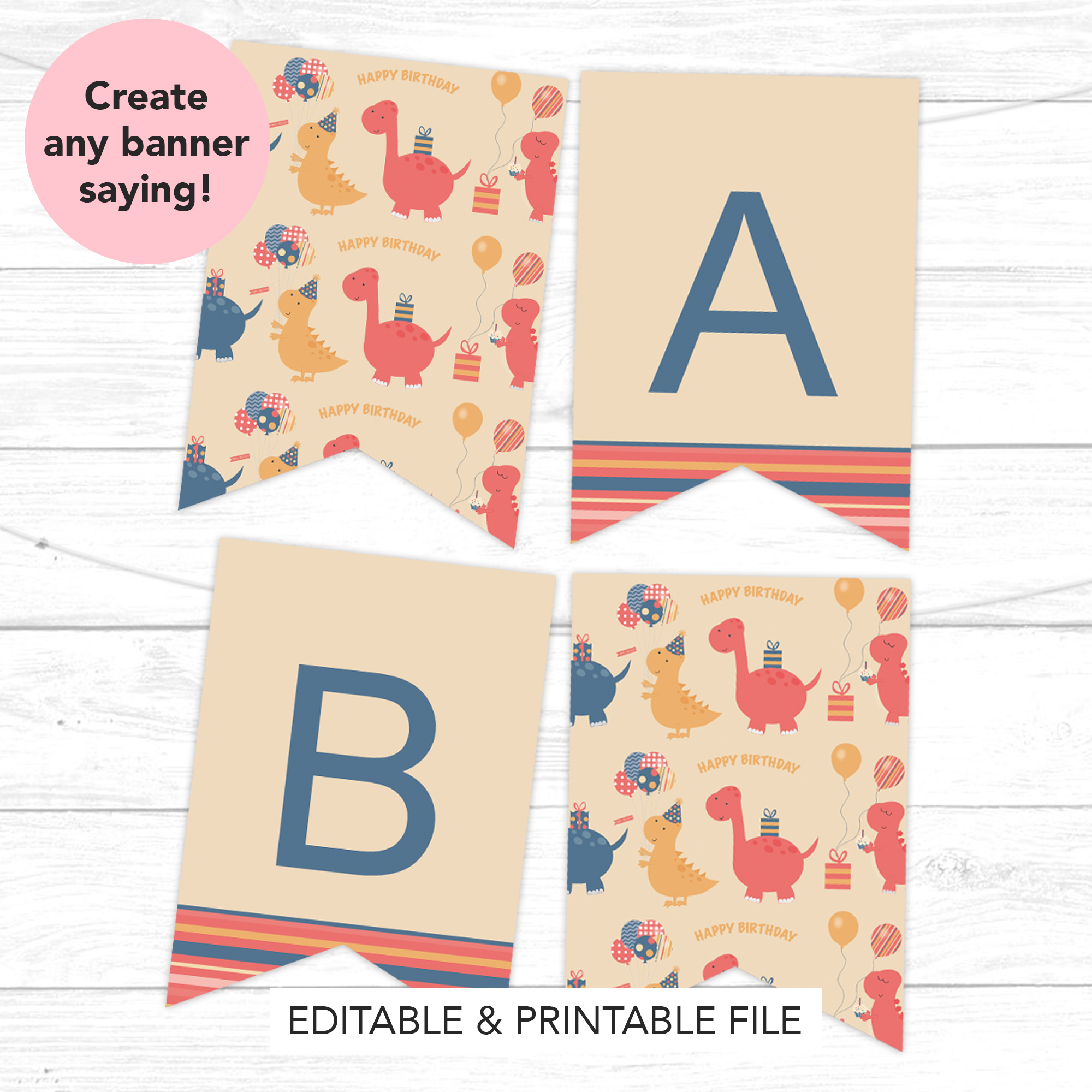 Dinosaur Birthday Printable Banner Chicfetti