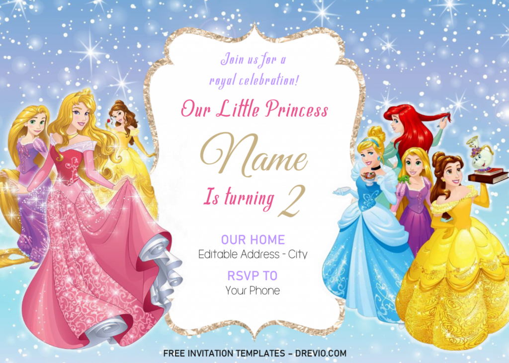 Disney Princess Invitation Templates Editable With MS Word Download 