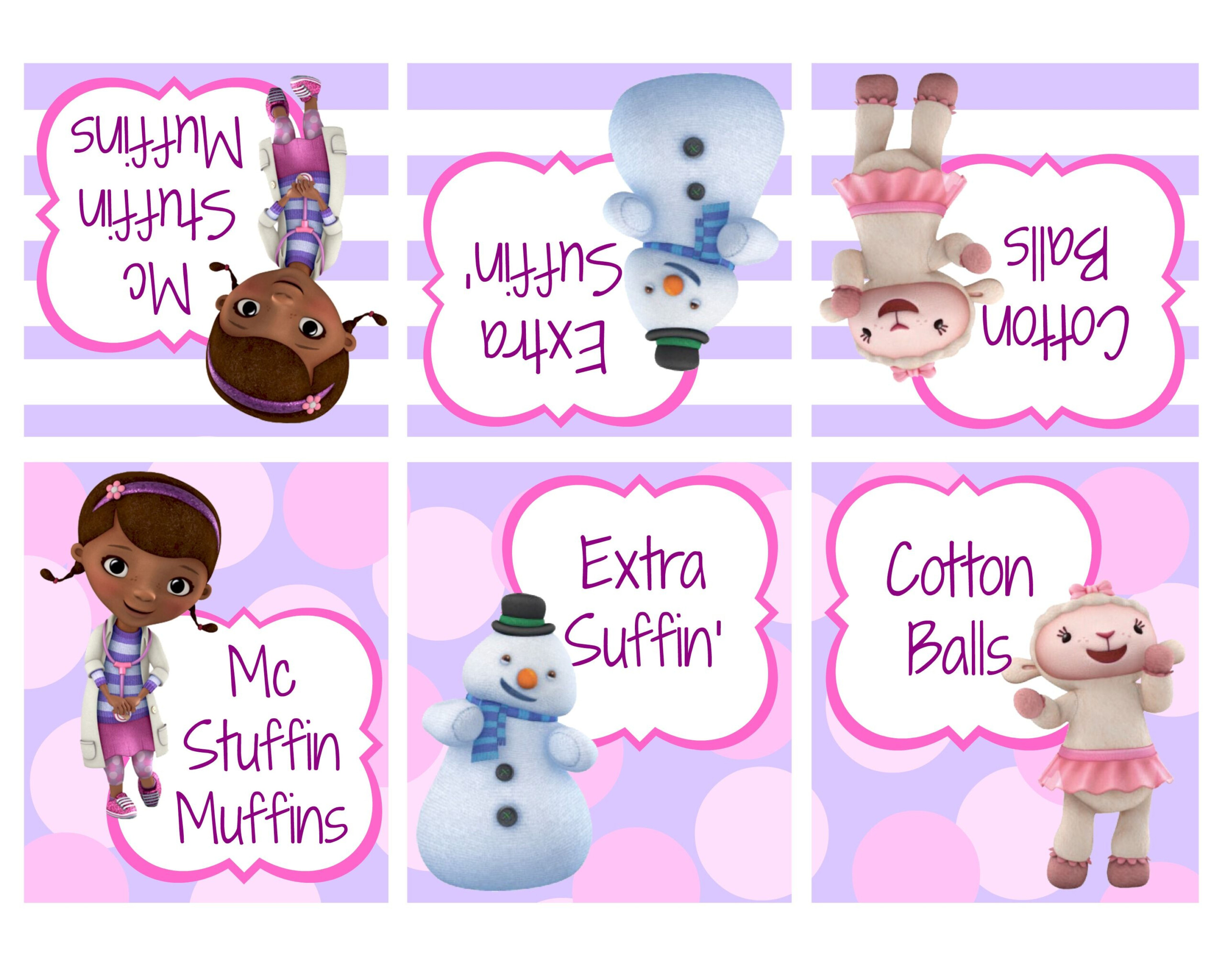 Doc Food Labels One In 2020 Doc Mcstuffins Birthday Party Doc 