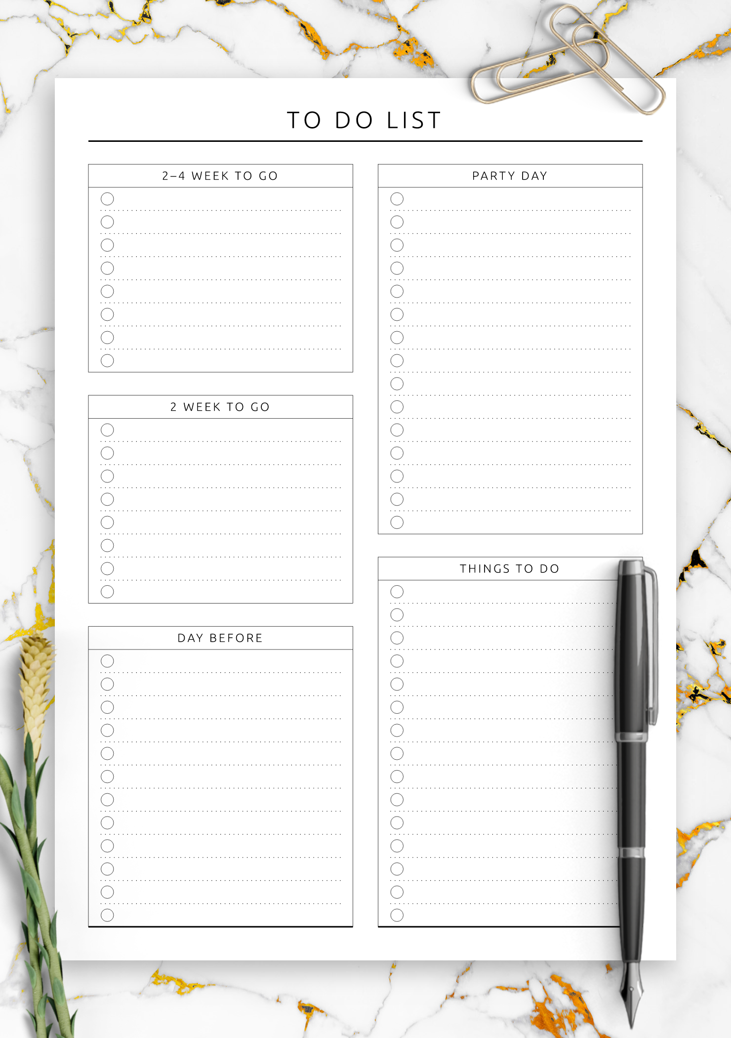 Download Printable Party To Do List Original Style PDF