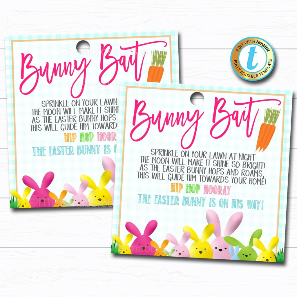 Easter Bunny Bait Printable Gift Tags Kids Easter Eve Activity 