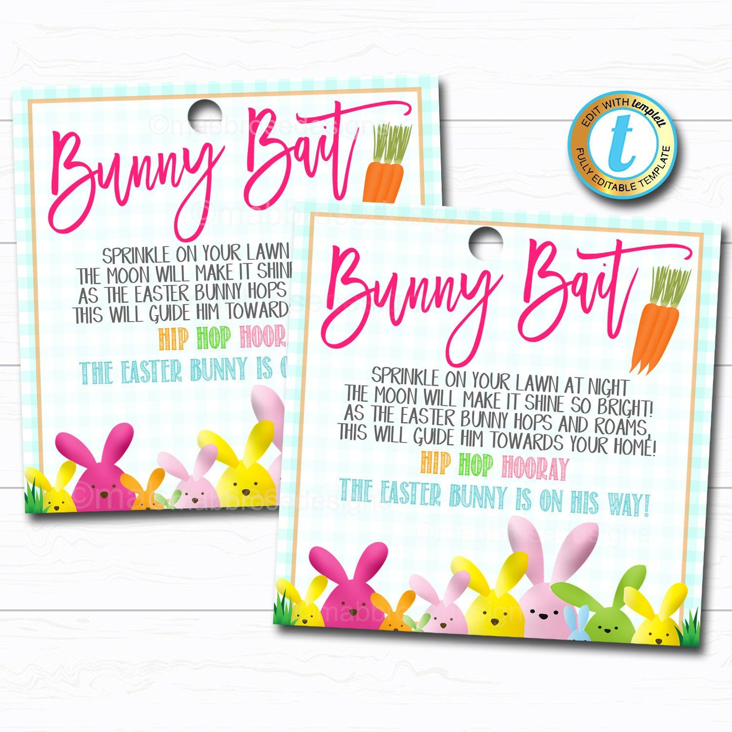 Easter Bunny Bait Printable Gift Tags Kids Easter Eve Activity