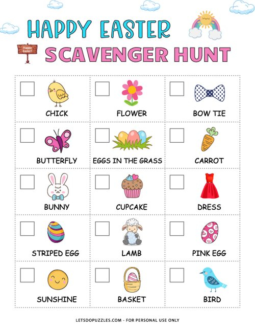 Easter Scavenger Hunt For Kids