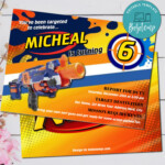 Editable Nerf Gun Dart Gun Birthday Party Invitation DIY