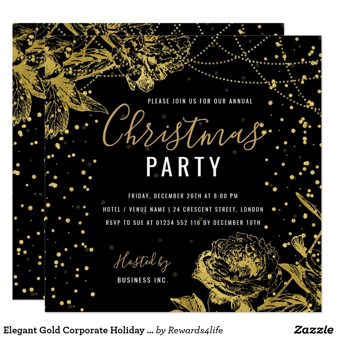 Elegant Gold Corporate Holiday Party Invitation Zazzle