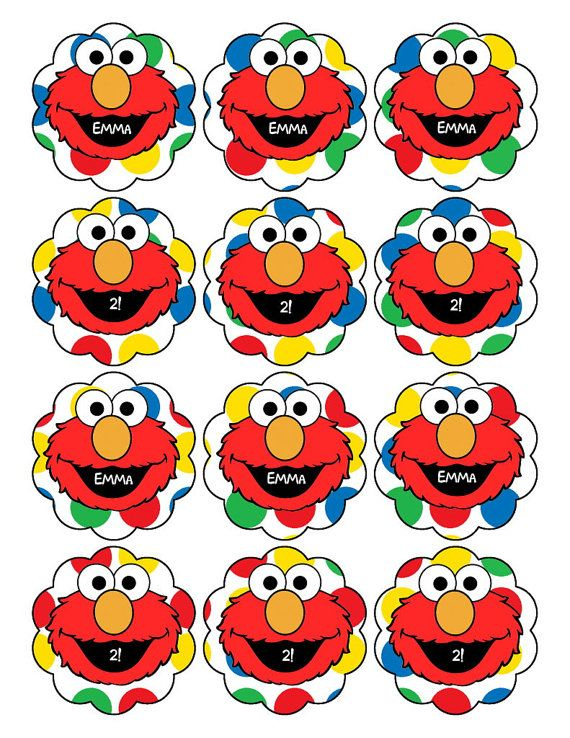 ELMO Sticker Or Cupcake Topper Printable File 2 Inch Circle Scalloped 