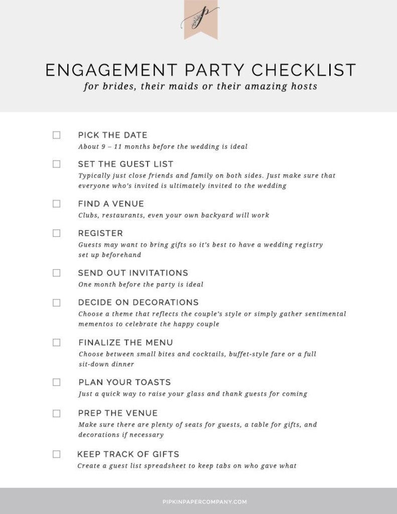 Engagement Party Checklist Wedding Planning Engagement Party 