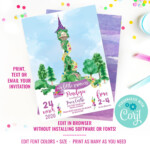 Fairy Castle Castle Tower Princess Party Invitations Birthday Party