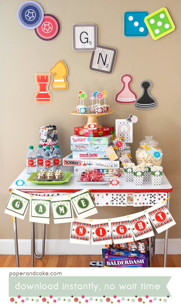 Family Game Night PRINTABLE Party Decorations Board Games Birthday 