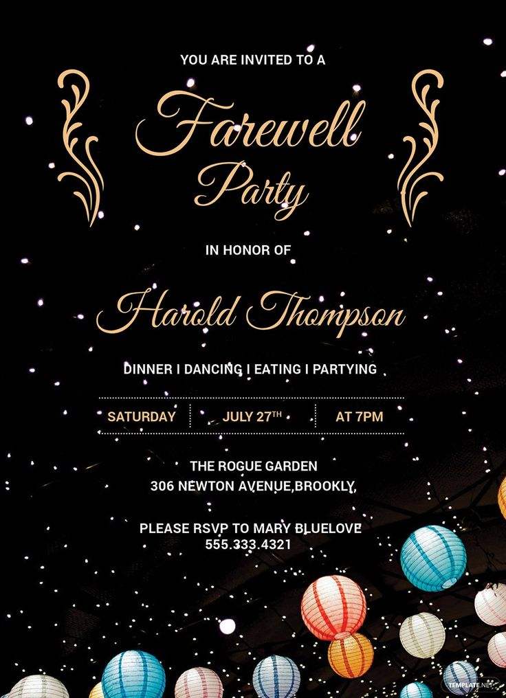 Farewell Invitation Card Template Free Download Printable Templates