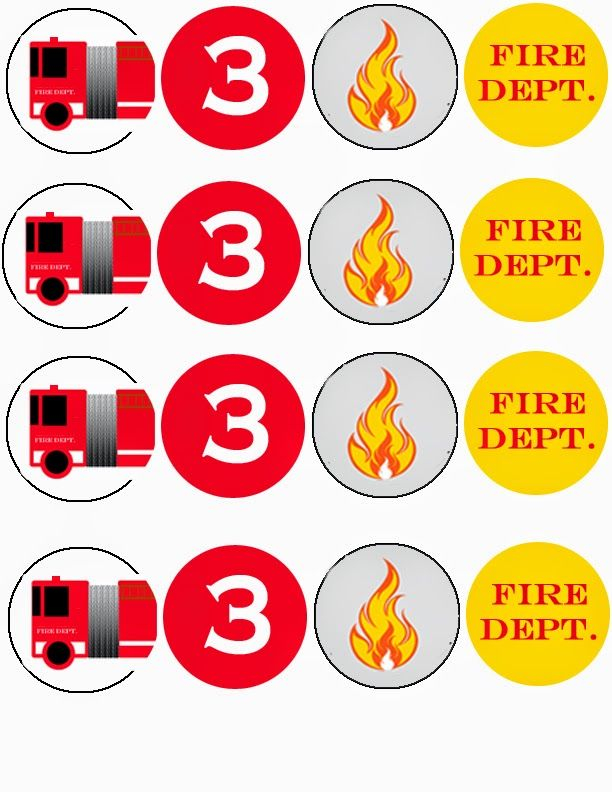 Fire Truck Birthday Party Free Printable DIY Cupcake Toppers 