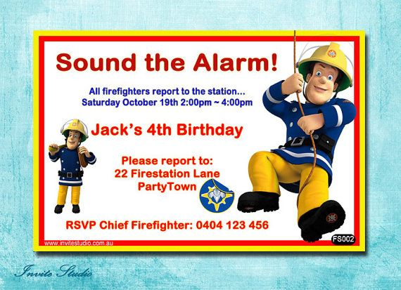 Fireman Sam Birthday Party Invitation By EstyInviteStudio On Etsy 9