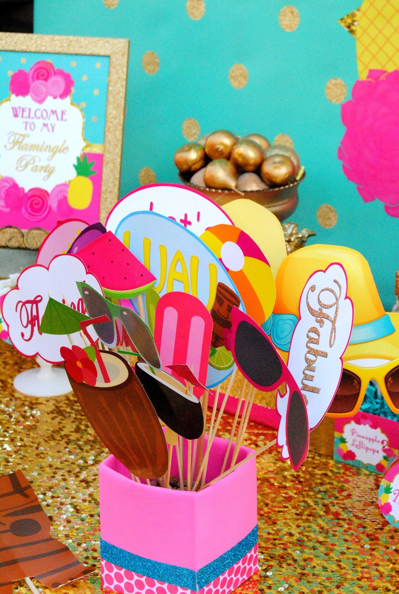 FLAMINGO Party Flamingo PROPS Luau Party Flamingo Printables 