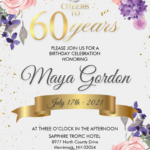 Floral 60th Birthday Invitation Templates Editable With MS Word