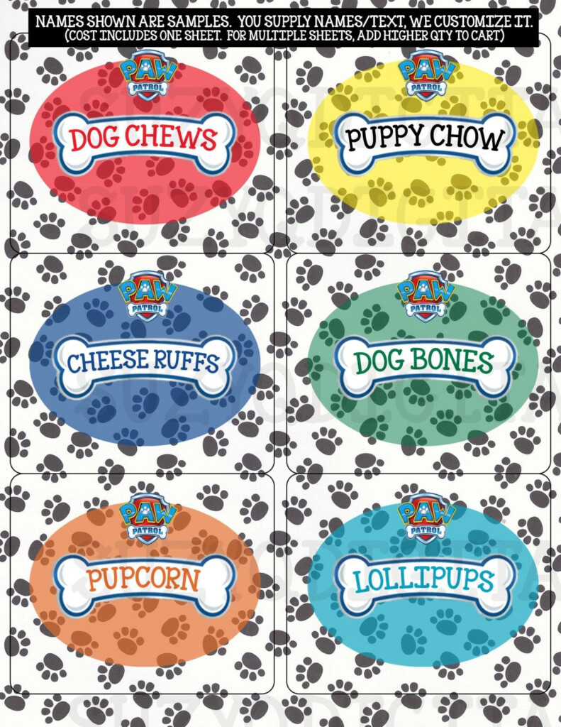 Food Labels Paw Patrol Birthday Paw Patrol Party Puppy Party