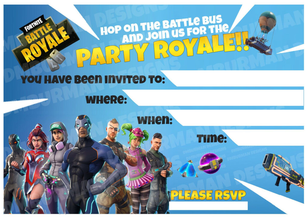 Fortnite Birthday Invitations Templates