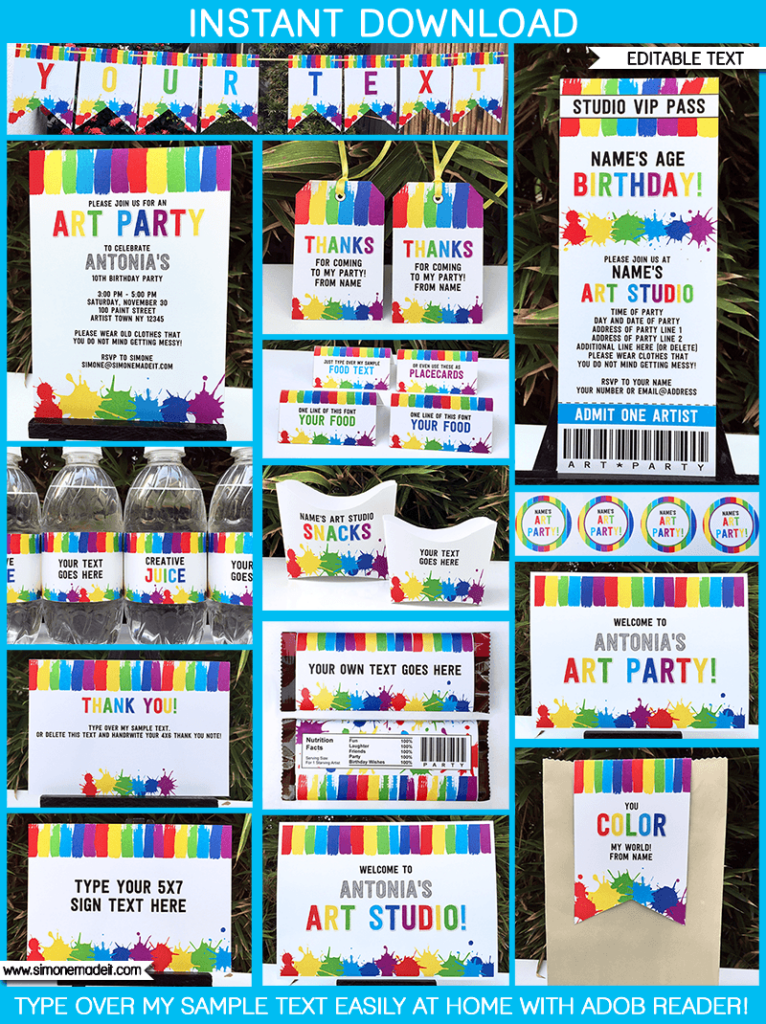 Free Art Party Printables