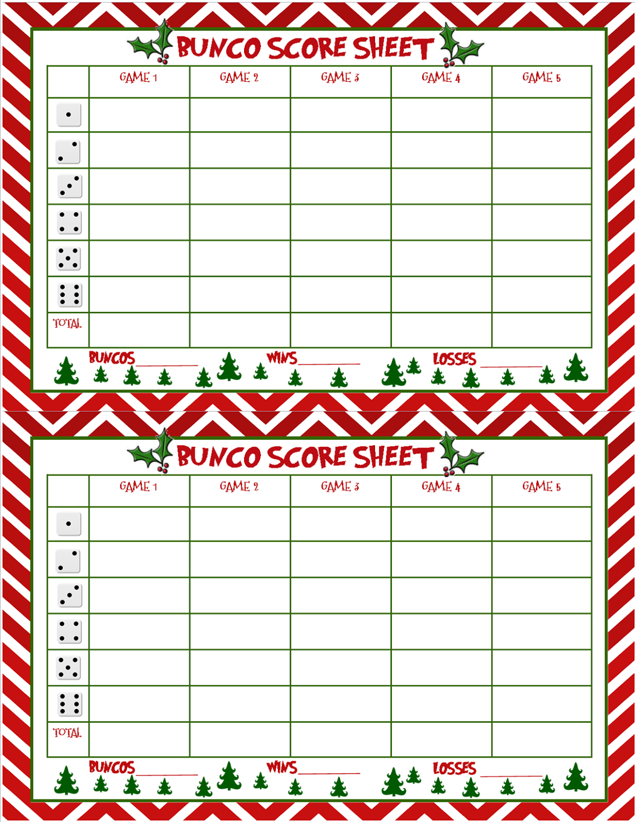 Free Christmas Bunco Printables Printable Templates