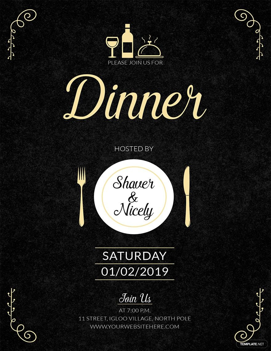 Free Dinner Invitation Card Template In 2020 Dinner Invitation 