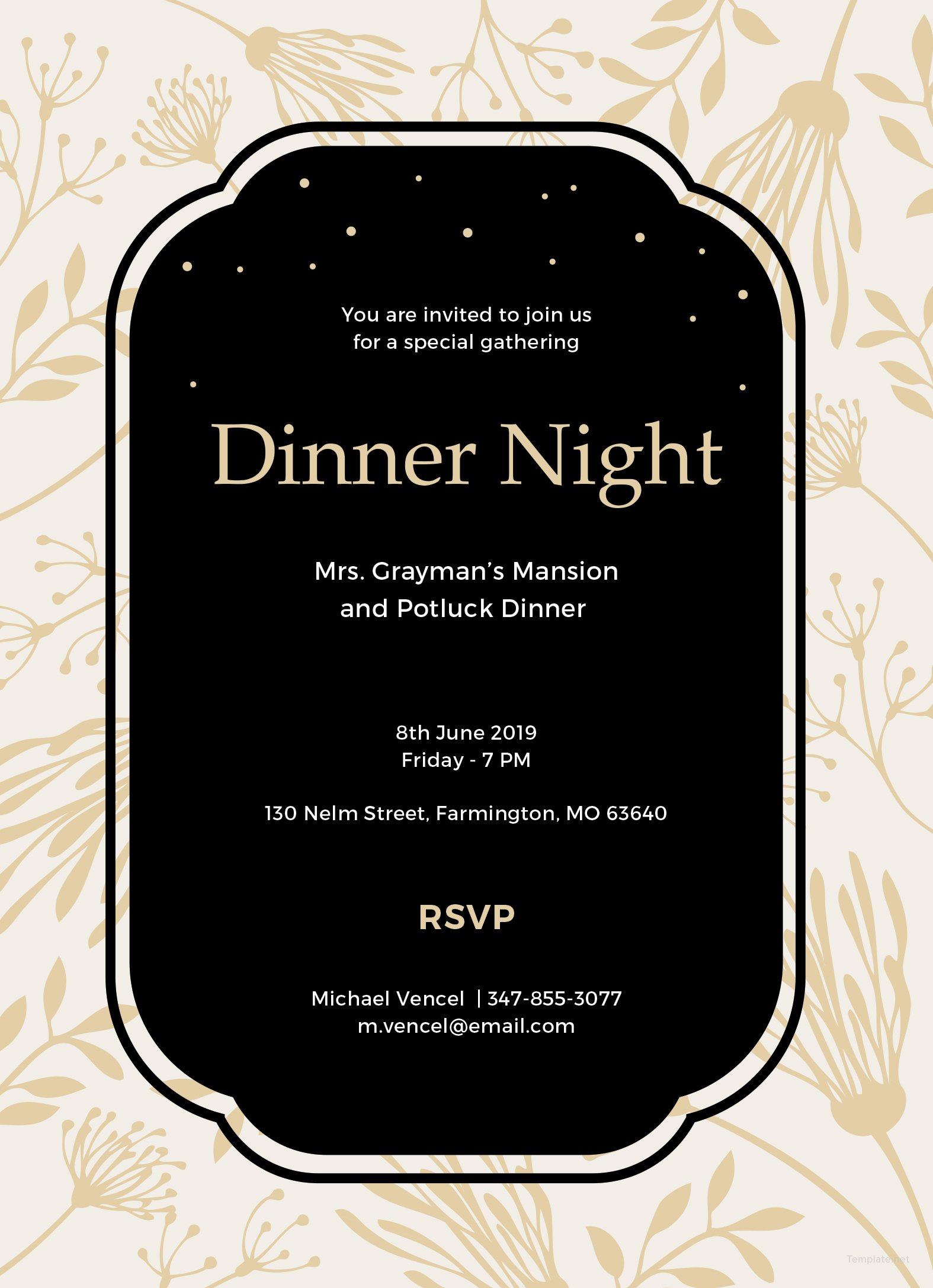 Free Dinner Invitation Template In MS Word Publisher Illustrator