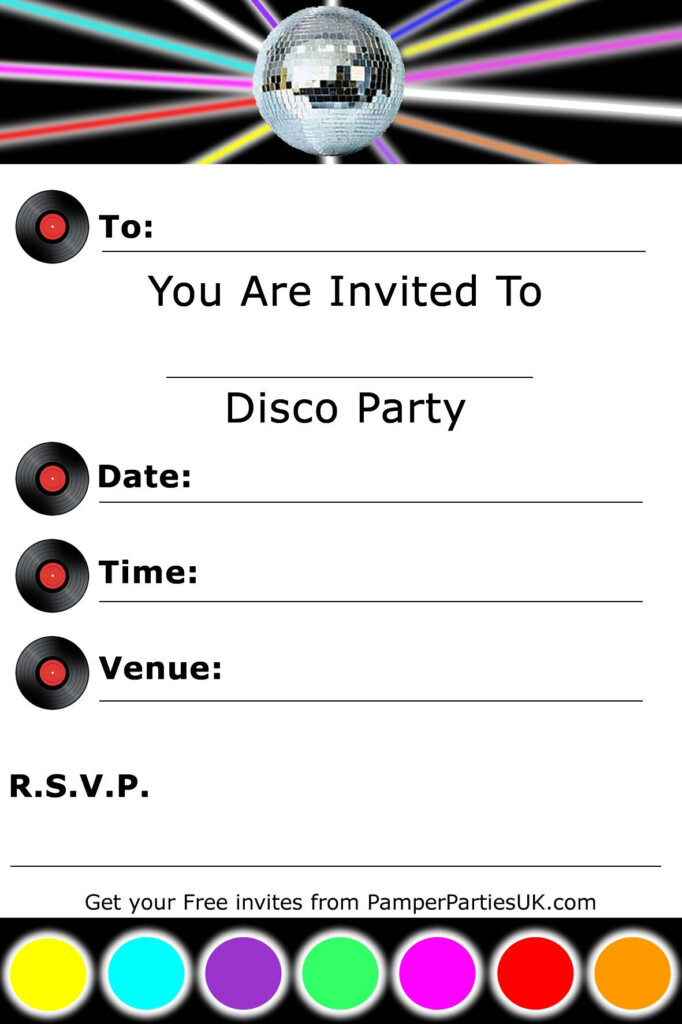 Free Disco Party Invitations Disco Invites Party Invite Template 