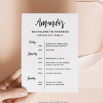 Free Downloadable Bachelorette Itinerary Template Printable Templates