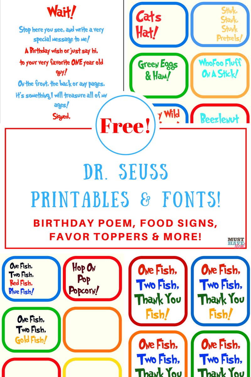 Free Dr Seuss Birthday Party Printables