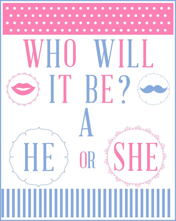 FREE Gender Reveal Baby Shower Party Printables From Printabelle